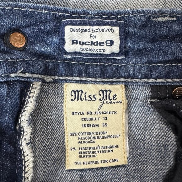 Miss Me Jeans Womens 30 Blue Easy Boot Mid Rise Stretch Distressed Flap Pockets - Picture 7 of 13